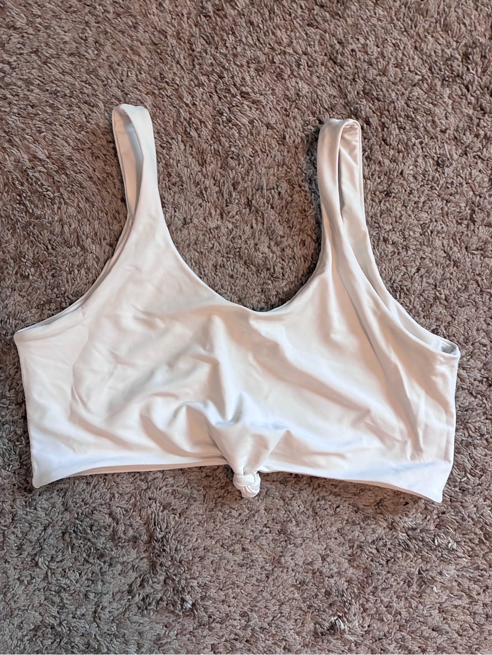 Women’s White Knot-Front Bikini Top - Classic Scoop Swim Bralette